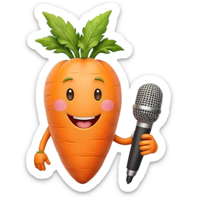 singing carrot with microphone sticker