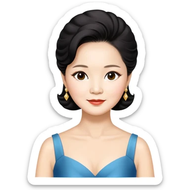 Teresa Teng famous Chinese singer with classic hairstyle, chest up portrait sticker