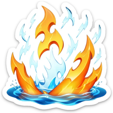 Fire water, and lightning in the middle sticker