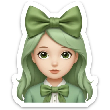 girl with sage green bow sticker