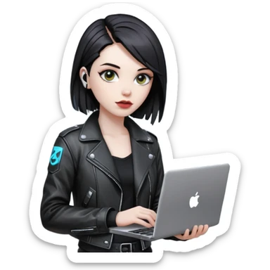cyber punk holding laptop sticker