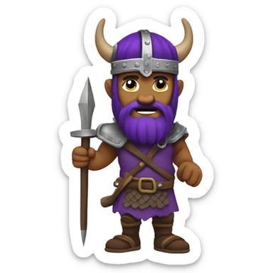 Vikingo saludando en colores morado expresado  sticker