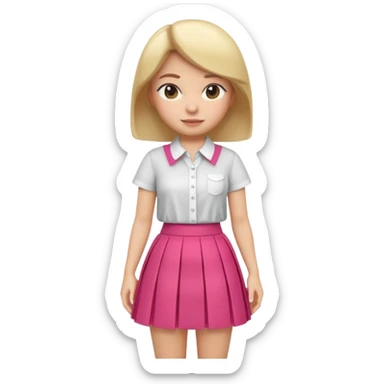 A 3D cartoon outfit with a blouse and skirt arranged together, clean background, natural light, realistic Memoji-style look. sticker