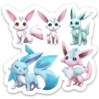 Sylveon-Bunny-Glaceon-Vaporeon-Pokémon full body sticker
