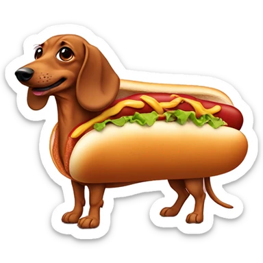 Weiner dog in hot dog costume sticker
