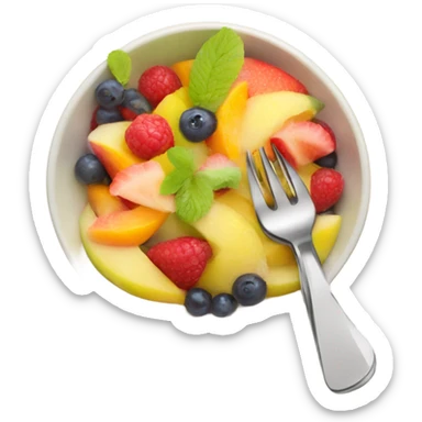 Fruit salad with a fork sticking out of it  sticker