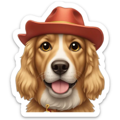 Dog with a hat and ball sticker