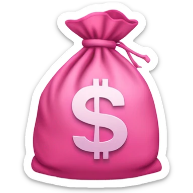 all-pink money bag with $ sign sticker