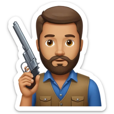 bearded hitman with pistol sticker