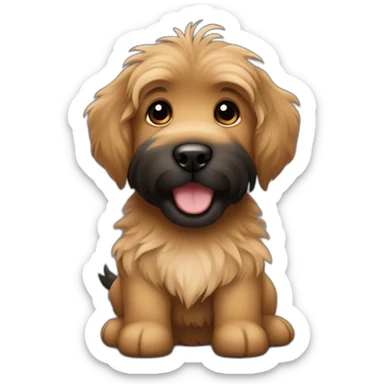 bouvier fawn brown and black puppy face very long hair smiling sticker