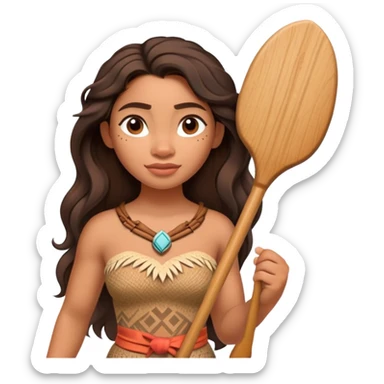 Moana standing holding a paddle sticker