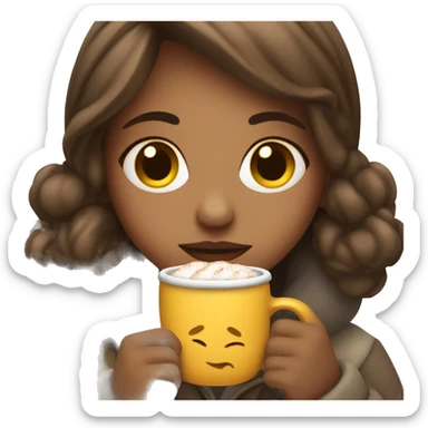 Girl drinking hot cocoa  sticker