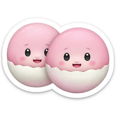 2 cute japanese mochi kawaii in pastel sticker