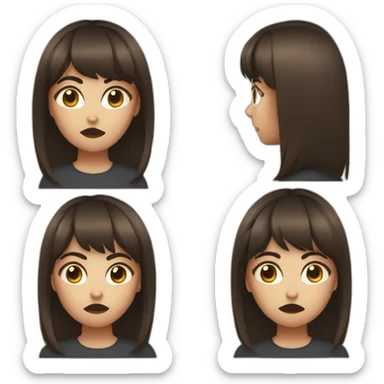 brunet girl with bangs hair angry sticker