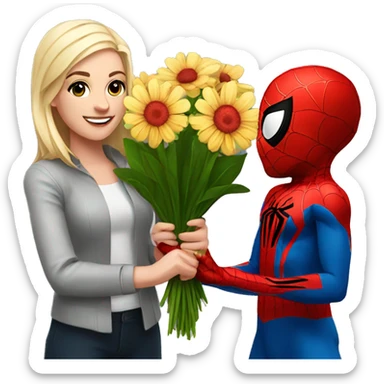 Spiderman giving flowers to Gwen  sticker
