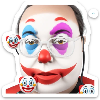 smiling clown boy with glasses sticker