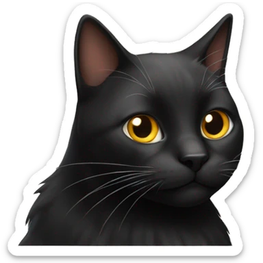 black cat with whiskers sticker