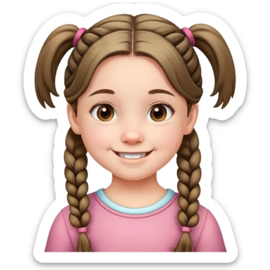 Little girl with pigtails and a cute smile sticker