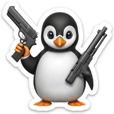 Penguin with a gun sticker