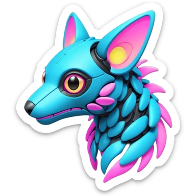  Neon glowing futuristic modern cyber-Fakémon-Digimon-Trico-creature sticker