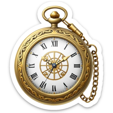 Old pocket watch with chain ￼ sticker