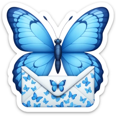 Blue butterfly with letter sticker