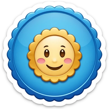 A blue scalloped circle with a verified thing sticker