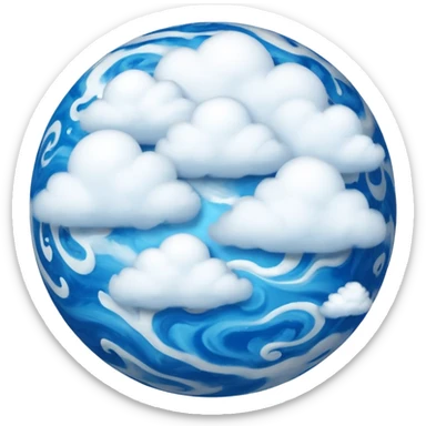 sphere globe planet, surface covered with cloud and gas sticker