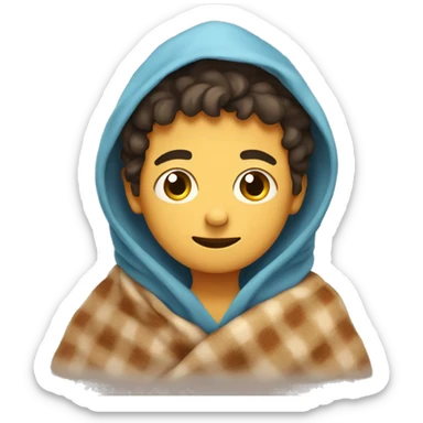 Boy snuggled in blanket sticker