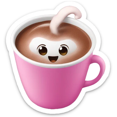 hot chocolate in a pink cup sticker