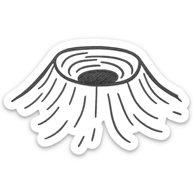 Patomskiy crater, hand drawn sketch, rough lines, monochrome sticker