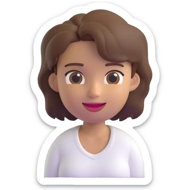 3D emoji style character with short tousled brown hair, winking, light skin, white shirt sticker