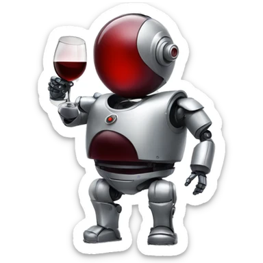 chubby french robot drinking red wine sticker