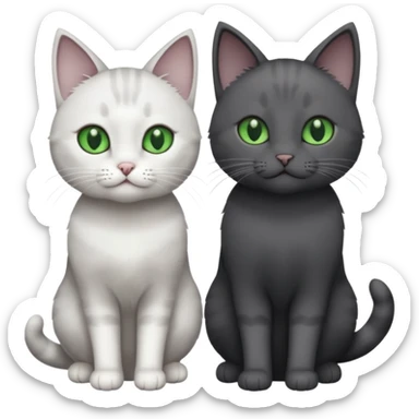 2 different coloured grey cats including one dark grey and white cat and one completely solid dark grey cat with green eyes and only white paws sticker