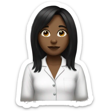 Girl with white skin and black hair wearing pajamas sticker