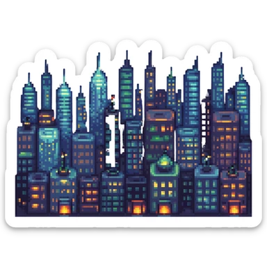 night cityscape with lights sticker