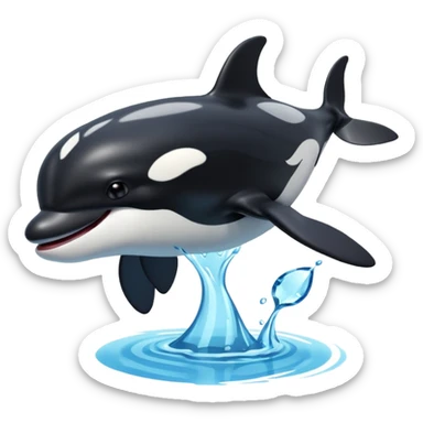 3d Cartoon orca with a tick to show when something has been completed sticker