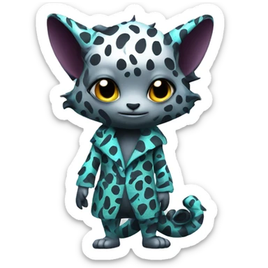 an edgy cute kawaii vernid-fionbri with splash patterns full body sticker