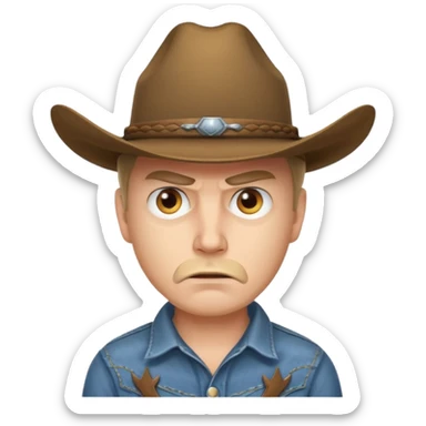 Angry eyes white man with cowboy hat sticker