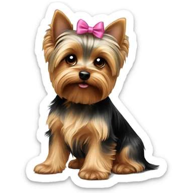 cute yorkie with a bow one ear up and one ear down sticker
