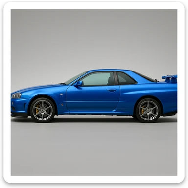 Nissan Skyline GTR R34, detailed, side view, vibrant colors sticker