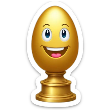 smiling golden egg on a pedestal sticker
