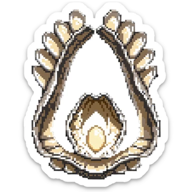 Open oyster shell with glowing pearl inside, underwater treasure sticker