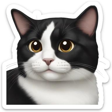 Tuxedo cat with all black face sticker