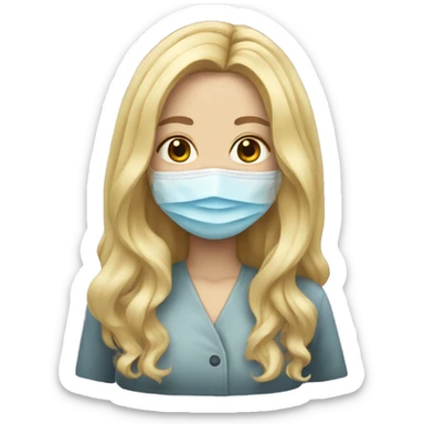 Long blonde hair embalmer girl wearing mask sticker