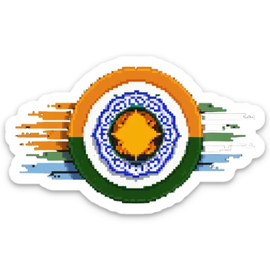 Indian flag with saffron, white, and green horizontal stripes and blue Ashoka Chakra wheel in the center sticker