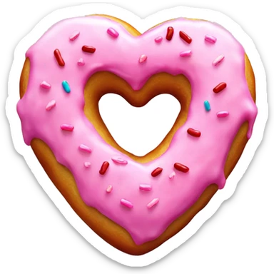 Realistic heart shaped donut with pink frosting. sticker