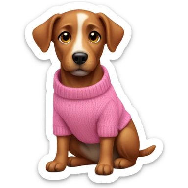 A dog with a pink sweater  sticker