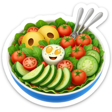 small salad bowl, healthy lunch, simple emoji sticker