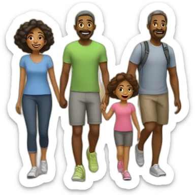 together family morning walk sticker